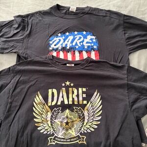 DARE To Resist Drugs T-Shirts‎ Men's XL Black Wings Military SRO Flag Patriotic